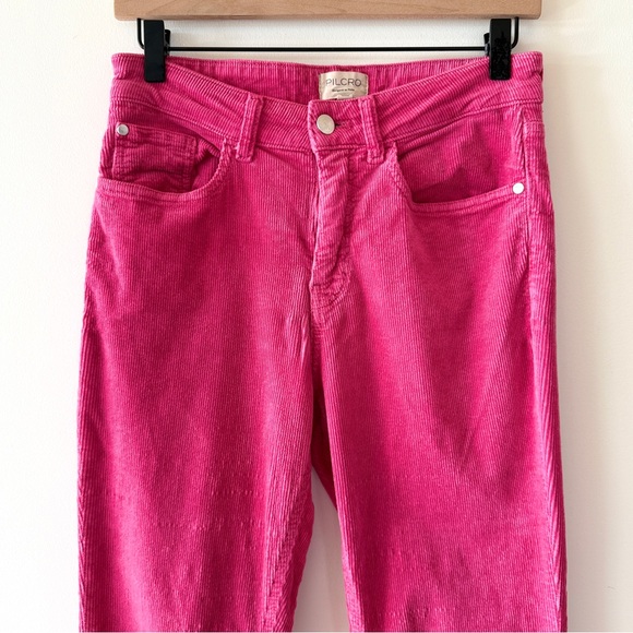 Anthropologie Pilcro The Yaya Pink Corduroy Mid-Rise Crop Flare Pants Womens 29 - Picture 2 of 14